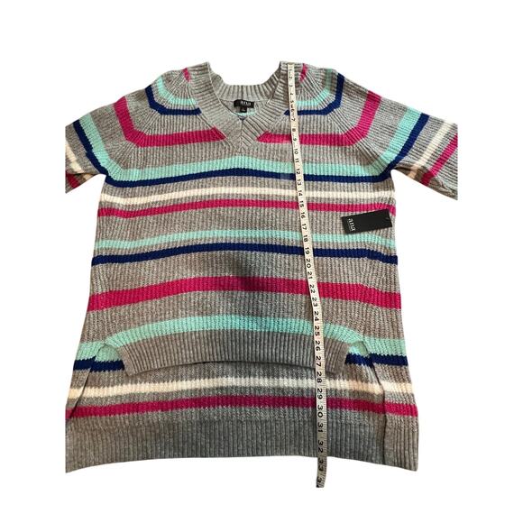 NWT A.N.A. Womens Gray Multicolor Striped V-Neck Pullover Sweater L MSRP $44 - Picture 13 of 16